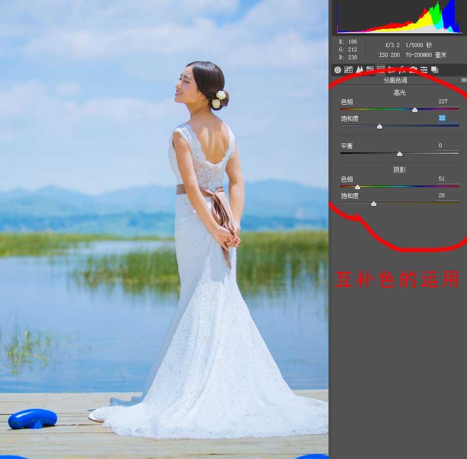 Photoshop如何给外景婚纱照调出蓝色小清新艺术效果？